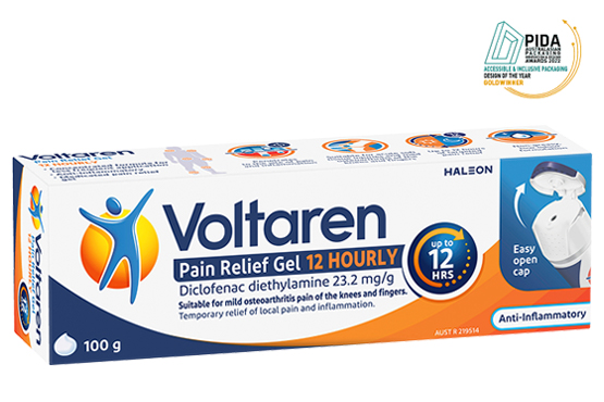 Tube and packaging of Voltaren Pain Relief Gel 12 Hourly