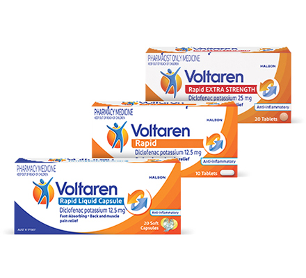 Voltaren Rapid 12.5 with Voltaren Rapid 25 and Voltaren Rapid 12.5 Liquid Capsules